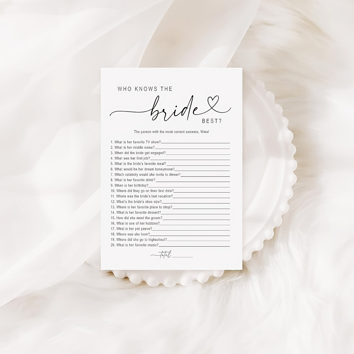 50 Packs of Ultimate 'Who Knows the Bride Best?' Game Cards - Fun, Interactive, and Hilarious Bridal Shower, Wedding, and Bachelorette Party Entertainment - Perfect for Unforgettable Celebrations with Friends and Family