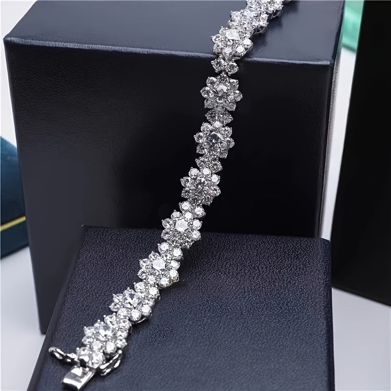 925 Silver Exquisite Shining Crystal Zirconia Sunflower 925 Silver Exquisite Shining Crystal Zirconia Sunflower Bracelet Women's Fashion Wedding Dinner Jewelry Gift Sunflower Bracelet Women's Fashion Wedding Dinner Jewelry Gi