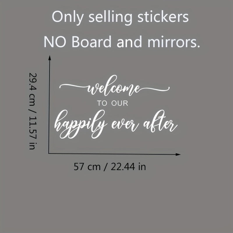 1pc Wite Happily Ever After Decal for Wedding Sign Vinyl Decal Welcome to our Happily Ever After Wedding Decor Sign