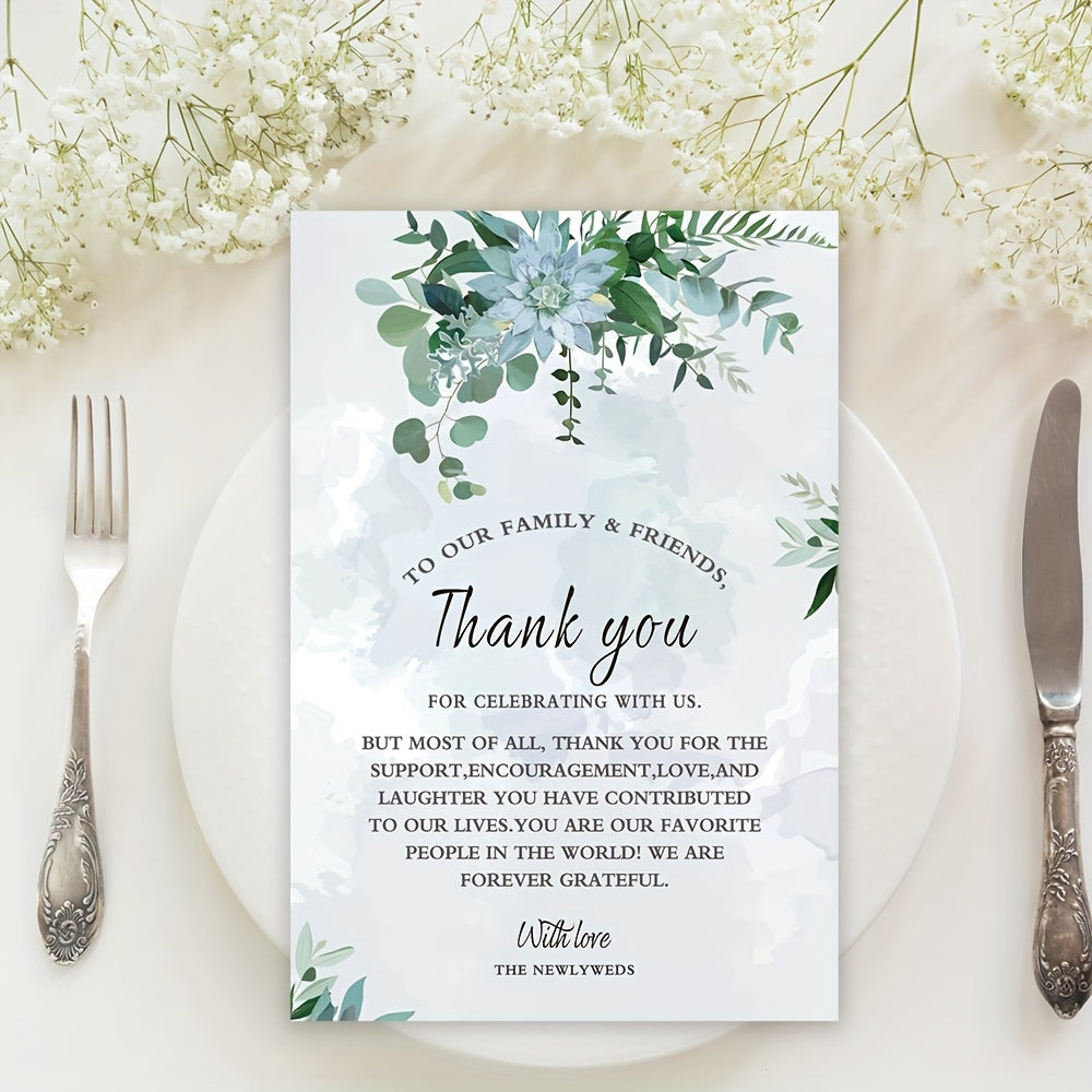 [50pcs Wedding Thank You Cards] 50pcs, Wedding Table Thank You Cards, Table Decorations, Wedding Reception, Bridal Shower Thank You Cards, Thank You Postcards, Wedding Ceremony, Celebration Party Decorations, Thank You, Table