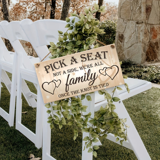 1pc Rustic Wooden Wedding Sign - "Choose a Seat, Not a Side" - Family-Oriented Decor for Weddings, Engagements & Birthdays, Handcrafted with Twine Hanger, Warm & Inviting Wooden Hanging Plaque, Wedding Decorations