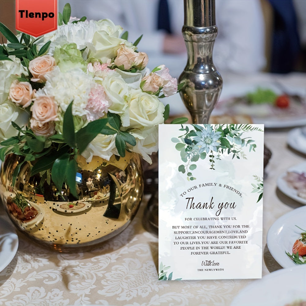 [50pcs Wedding Thank You Cards] 50pcs, Wedding Table Thank You Cards, Table Decorations, Wedding Reception, Bridal Shower Thank You Cards, Thank You Postcards, Wedding Ceremony, Celebration Party Decorations, Thank You, Table