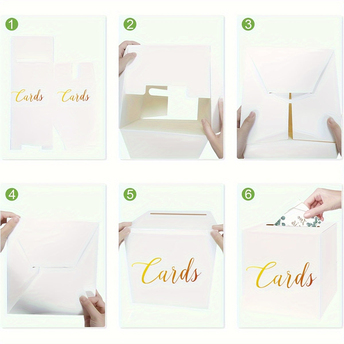 [White Square Flip-Top Card Box] Elegant White Wedding Card Box with 10 Signature Cards - Perfect for Parties, Gifts, And Decorations - Suitable for Birthdays, Graduations, Receptions, Sweet Celebrations, Bridal Showers, Or G