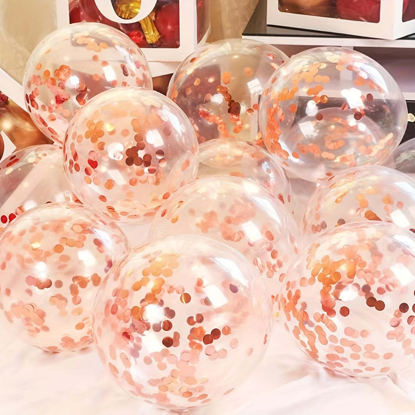 20pcs Sparkling Rose Golden Sequin Latex Balloons - Ideal for Weddings, Birthdays, Parties & Romantic Celebrations, Mixed Colors, Birthday Balloons, Perfect for Winter, New Year