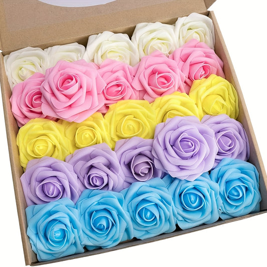 [DIY Wedding Artificial Roses] 50pcs LuxeCraft Artificial Roses, Polyurethane Fake Flowers for DIY Wedding Bridal Bouquet, Home Floral Arrangement, Perfect for Christmas, Halloween, Easter, Thanksgiving, Valentine'S Day Decor