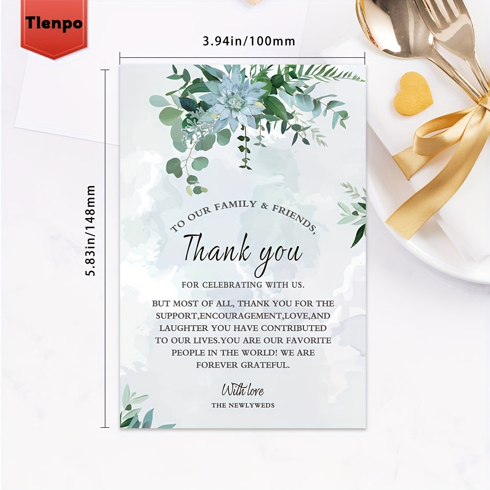 [50pcs Wedding Thank You Cards] 50pcs, Wedding Table Thank You Cards, Table Decorations, Wedding Reception, Bridal Shower Thank You Cards, Thank You Postcards, Wedding Ceremony, Celebration Party Decorations, Thank You, Table