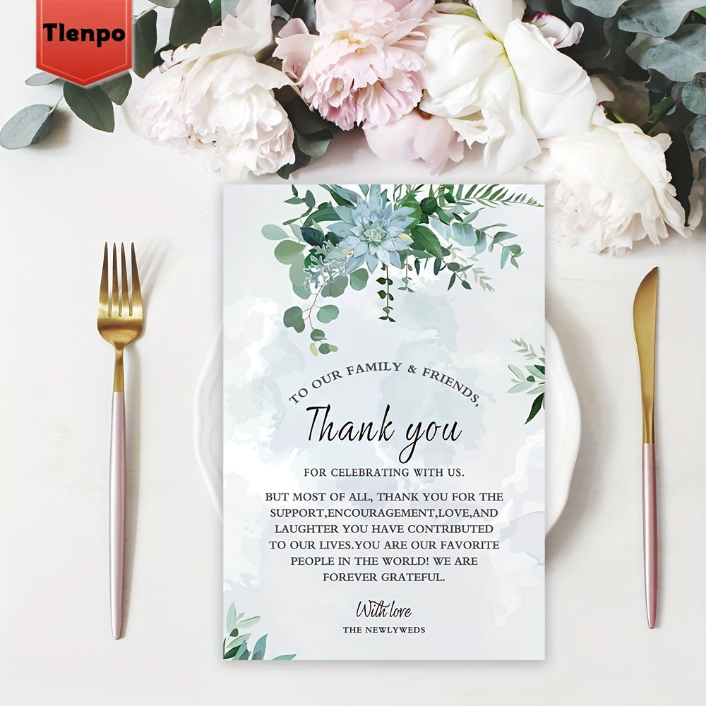 [50pcs Wedding Thank You Cards] 50pcs, Wedding Table Thank You Cards, Table Decorations, Wedding Reception, Bridal Shower Thank You Cards, Thank You Postcards, Wedding Ceremony, Celebration Party Decorations, Thank You, Table