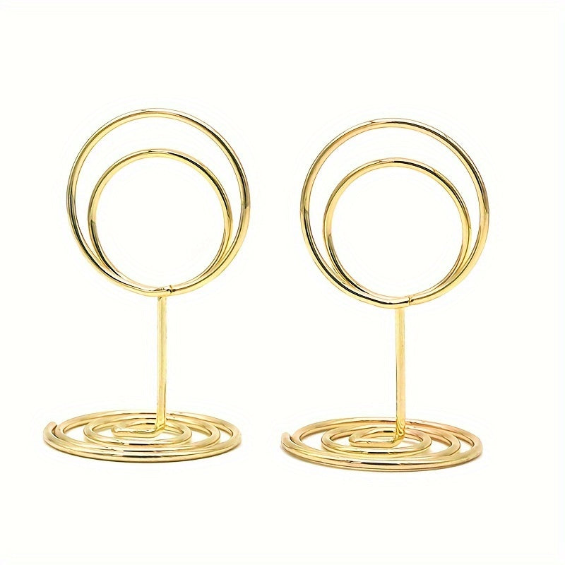 12 Pcs Gold-Tone Table Number Holders - Perfect for Weddings, Anniversaries, Birthdays, and Parties - Suitable for Table Cards, Menu Names, and Office Use - Made of Steel