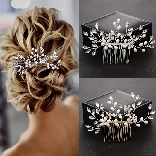 Bridal Jewelry European And American Hot Sale Pearl Hair Comb Hair Accessories Hand-woven Crystal Hair Comb Hair Accessories Wholesale