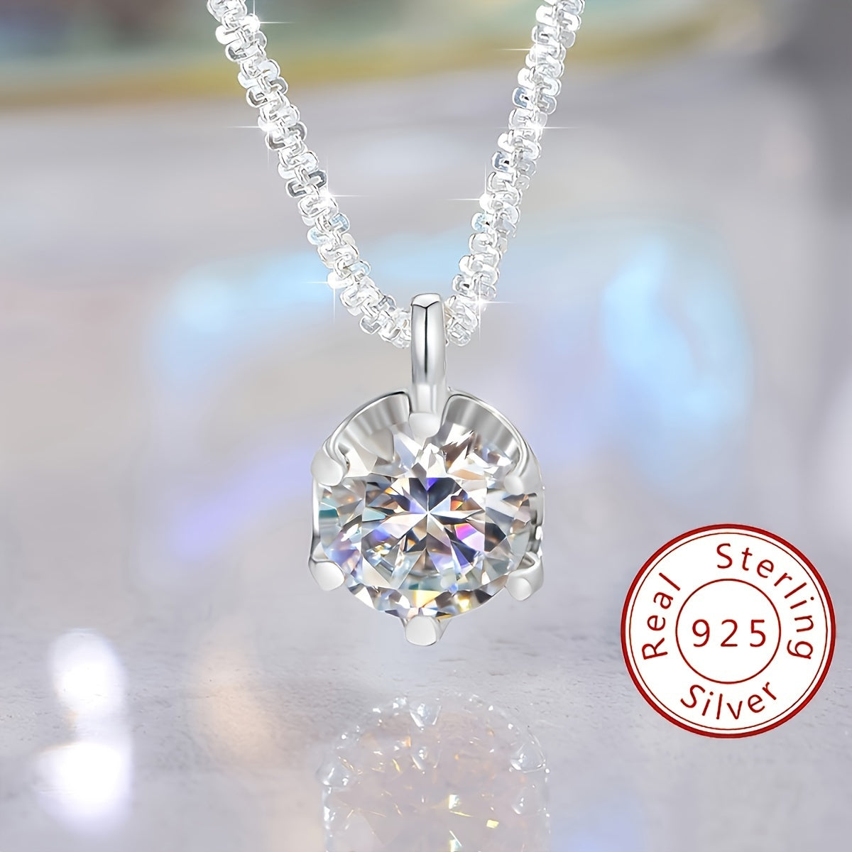 [2pcs Luxury Moissanite Wedding Necklace] 2pcs Moissanite Necklace for Women 925 Sterling Silver Wedding Necklace Promise Necklace Eternity Necklace Mother's Day Valentine's Day Luxury Ladies Jewelry Gifts