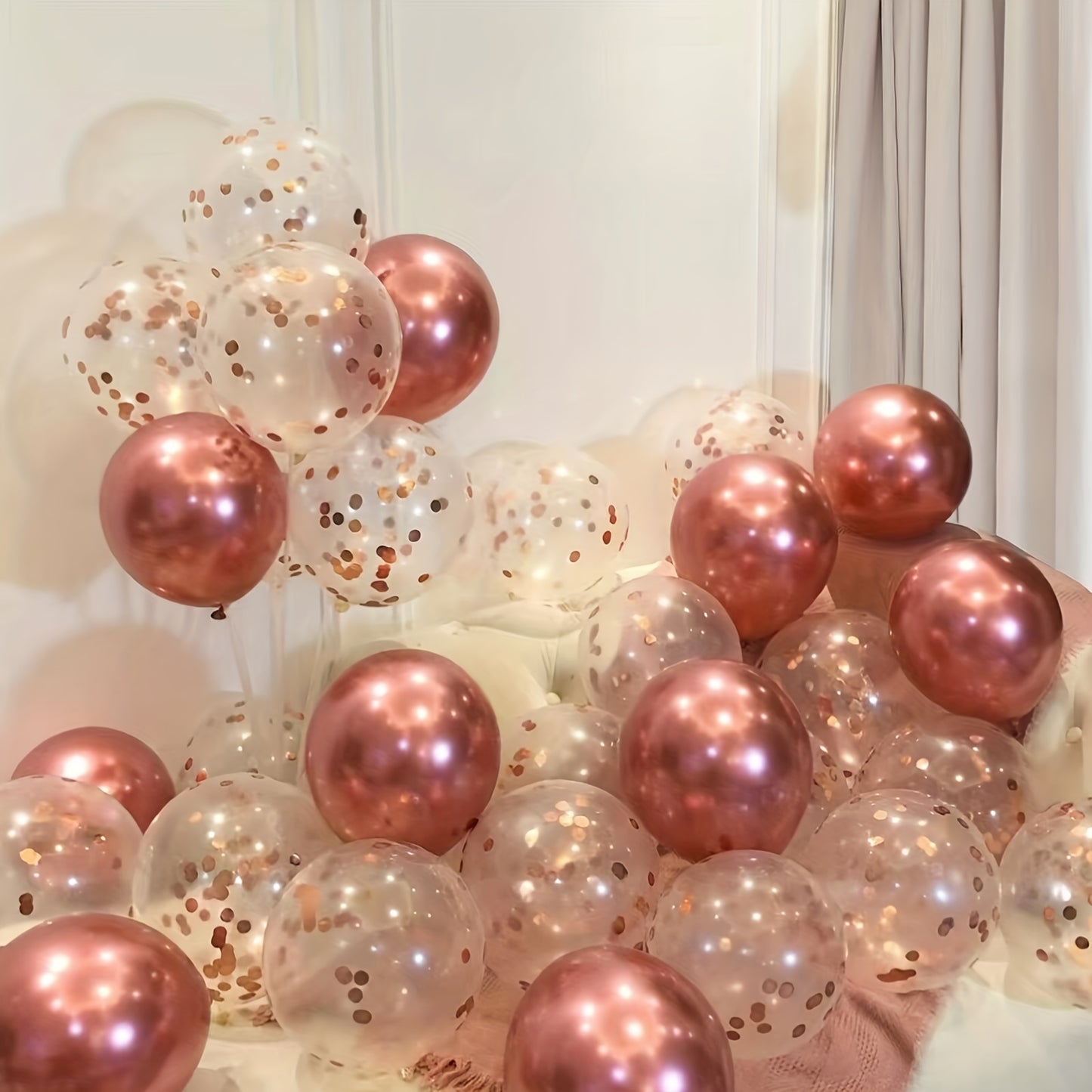 20pcs Sparkling Rose Golden Sequin Latex Balloons - Ideal for Weddings, Birthdays, Parties & Romantic Celebrations, Mixed Colors, Birthday Balloons, Perfect for Winter, New Year