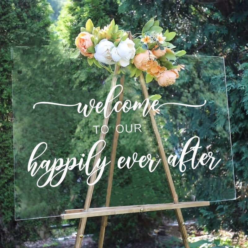 1pc Wite Happily Ever After Decal for Wedding Sign Vinyl Decal Welcome to our Happily Ever After Wedding Decor Sign