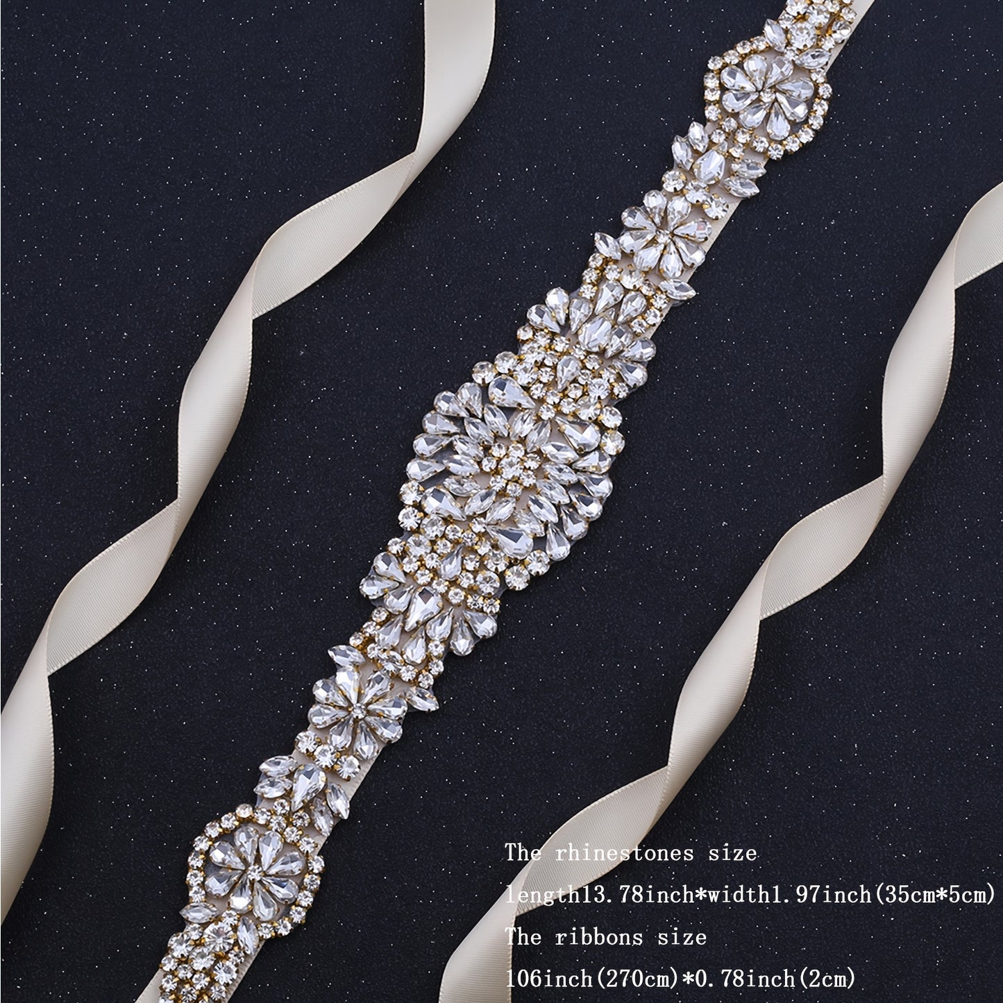 1PC Elegant Rhinestone Waistband Handmade Beaded Satin Ribbon Belt Waist Chain Bridal Wedding Dress Ball Gown Accessories