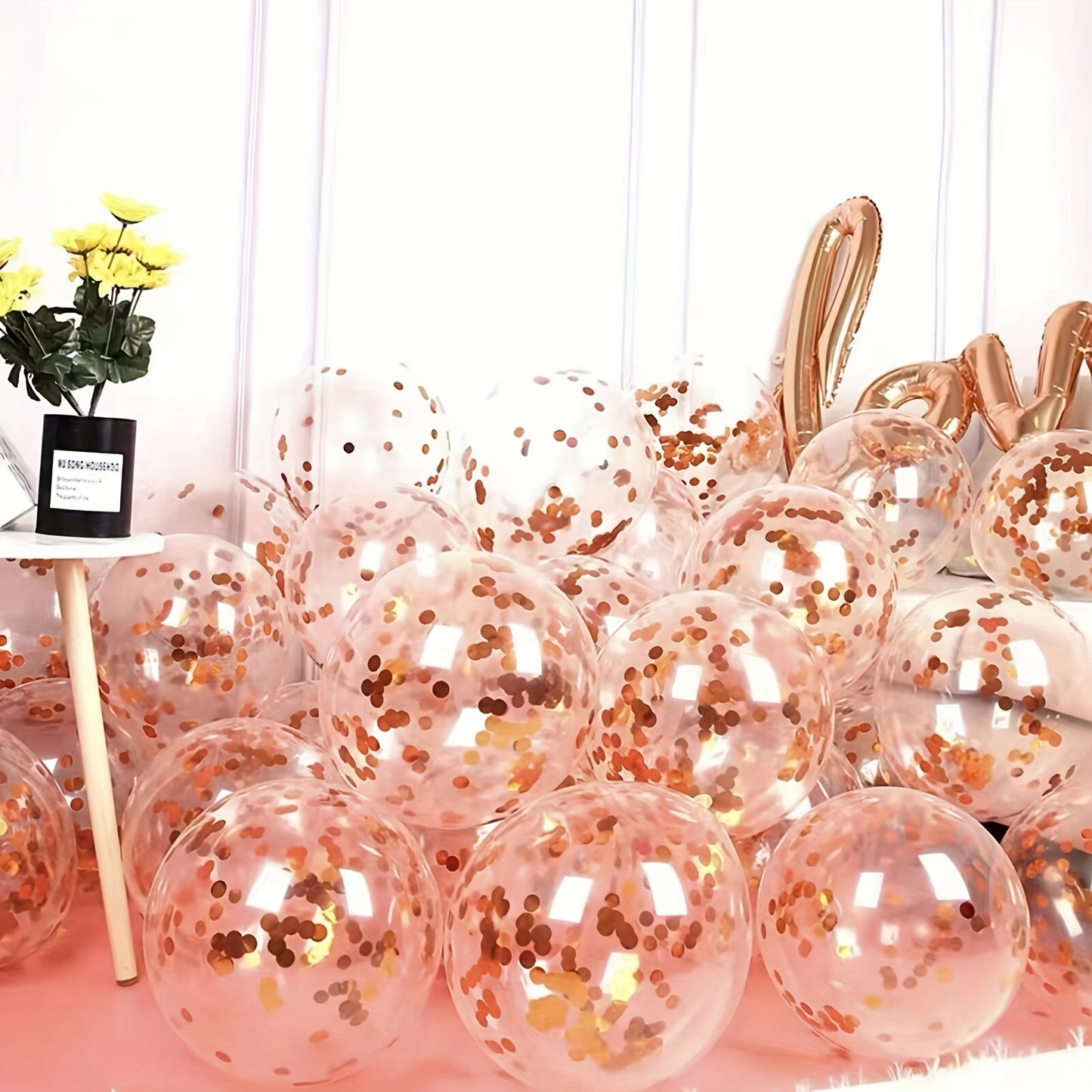 20pcs Sparkling Rose Golden Sequin Latex Balloons - Ideal for Weddings, Birthdays, Parties & Romantic Celebrations, Mixed Colors, Birthday Balloons, Perfect for Winter, New Year