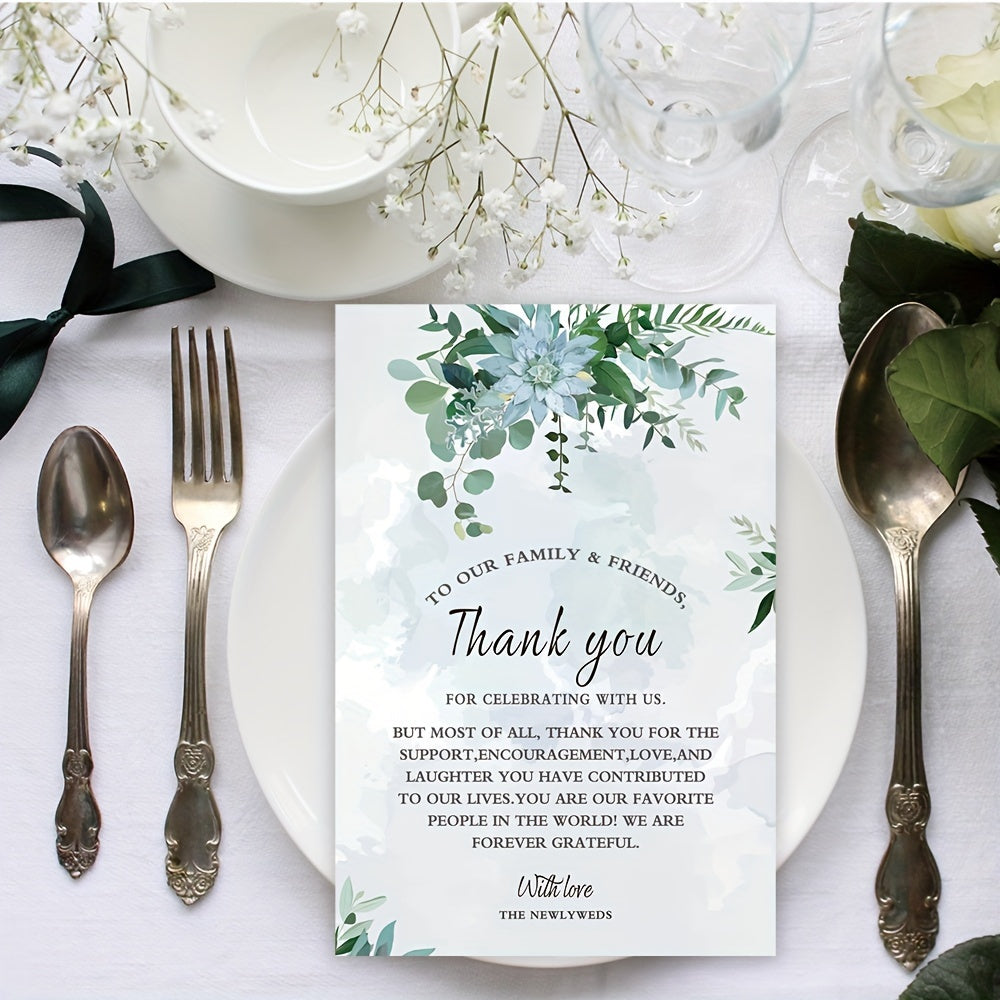 [50pcs Wedding Thank You Cards] 50pcs, Wedding Table Thank You Cards, Table Decorations, Wedding Reception, Bridal Shower Thank You Cards, Thank You Postcards, Wedding Ceremony, Celebration Party Decorations, Thank You, Table