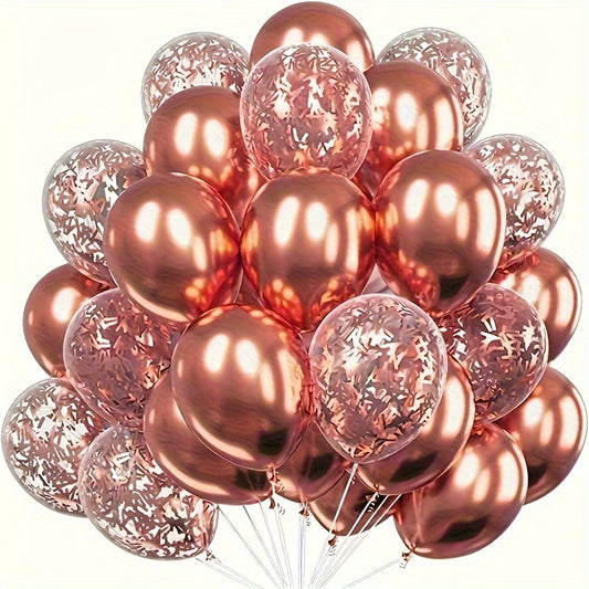 [21pcs Rose Golden Party Balloons] Rose Golden Balloons 21pcs Set for Party Decorations - Metallic & Confetti Latex Balloons for Wedding, Birthday, Anniversary, Graduation, Holiday, Mother's Day, Indoor & Outdoor Decor, Suita