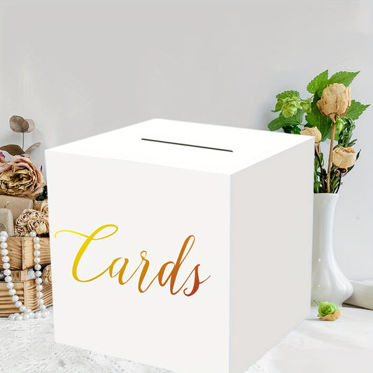 [White Square Flip-Top Card Box] Elegant White Wedding Card Box with 10 Signature Cards - Perfect for Parties, Gifts, And Decorations - Suitable for Birthdays, Graduations, Receptions, Sweet Celebrations, Bridal Showers, Or G