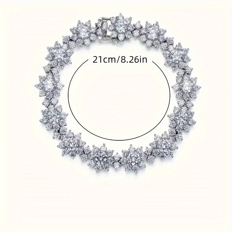 925 Silver Exquisite Shining Crystal Zirconia Sunflower 925 Silver Exquisite Shining Crystal Zirconia Sunflower Bracelet Women's Fashion Wedding Dinner Jewelry Gift Sunflower Bracelet Women's Fashion Wedding Dinner Jewelry Gi