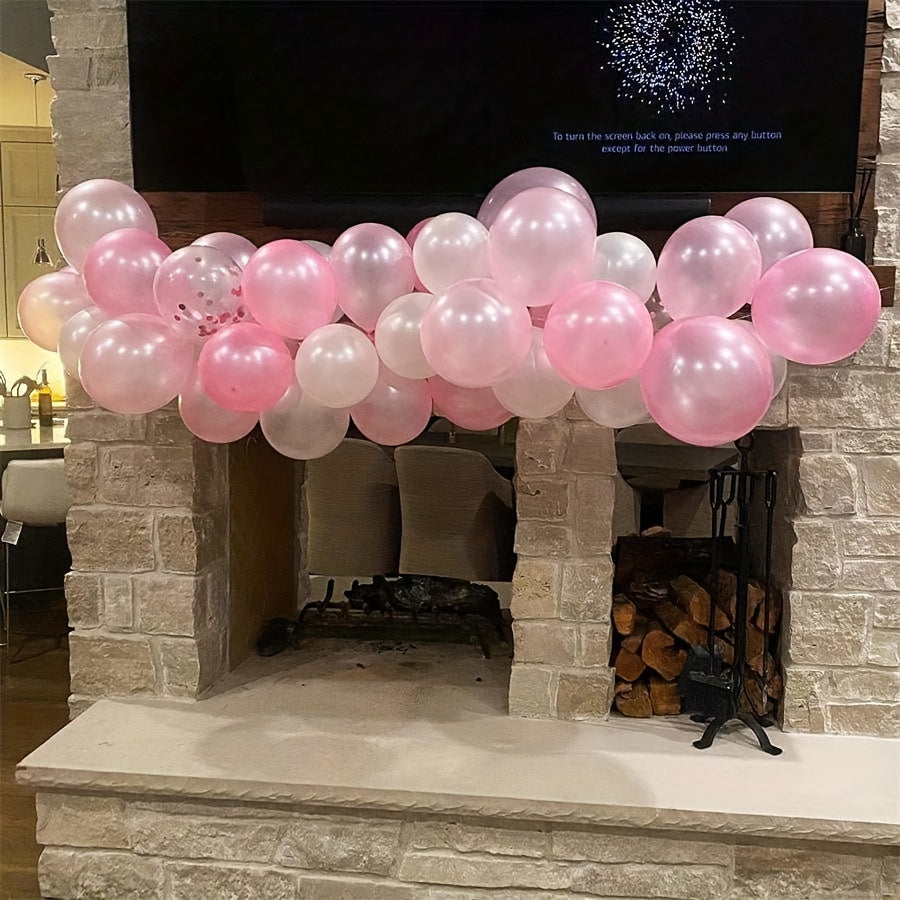 [20pcs Glittery Confetti Balloons] 20pcs Elegant Pink & White Latex Balloons with Glittery Confetti Design - Ideal for Birthday Parties, Weddings, Baptisms, Bridal Showers | Versatile Celebration Decor, Birthday Balloons