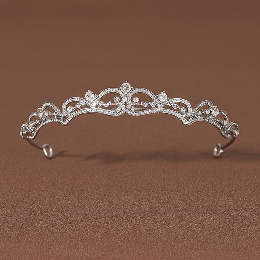 [Suitable Silvery Wedding Crown] A Classic Silvery Wedding Crown Suitable for Women'S Wedding Birthday Parties.