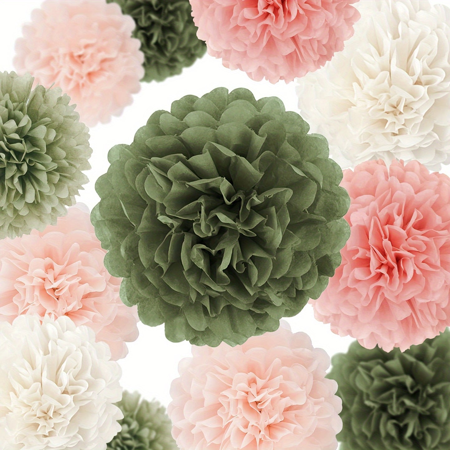 [12pcs Sage Green Pom Poms Decorations] 12pcs Sage Green Tissue Paper Pom Poms Party Decorations White Pink Green Birthday Decorations, Boho Neutral Wedding Bridal Shower Engagement Party Decorations Easter gift