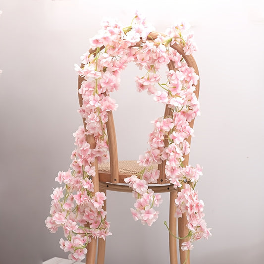 4pcs Elegant 23.6ft Artificial Cherry Blossom Garland - Romantic Pink Hanging Vines for Spring Decor, Weddings, and Parties - Versatile Home Decoration, No Power Required