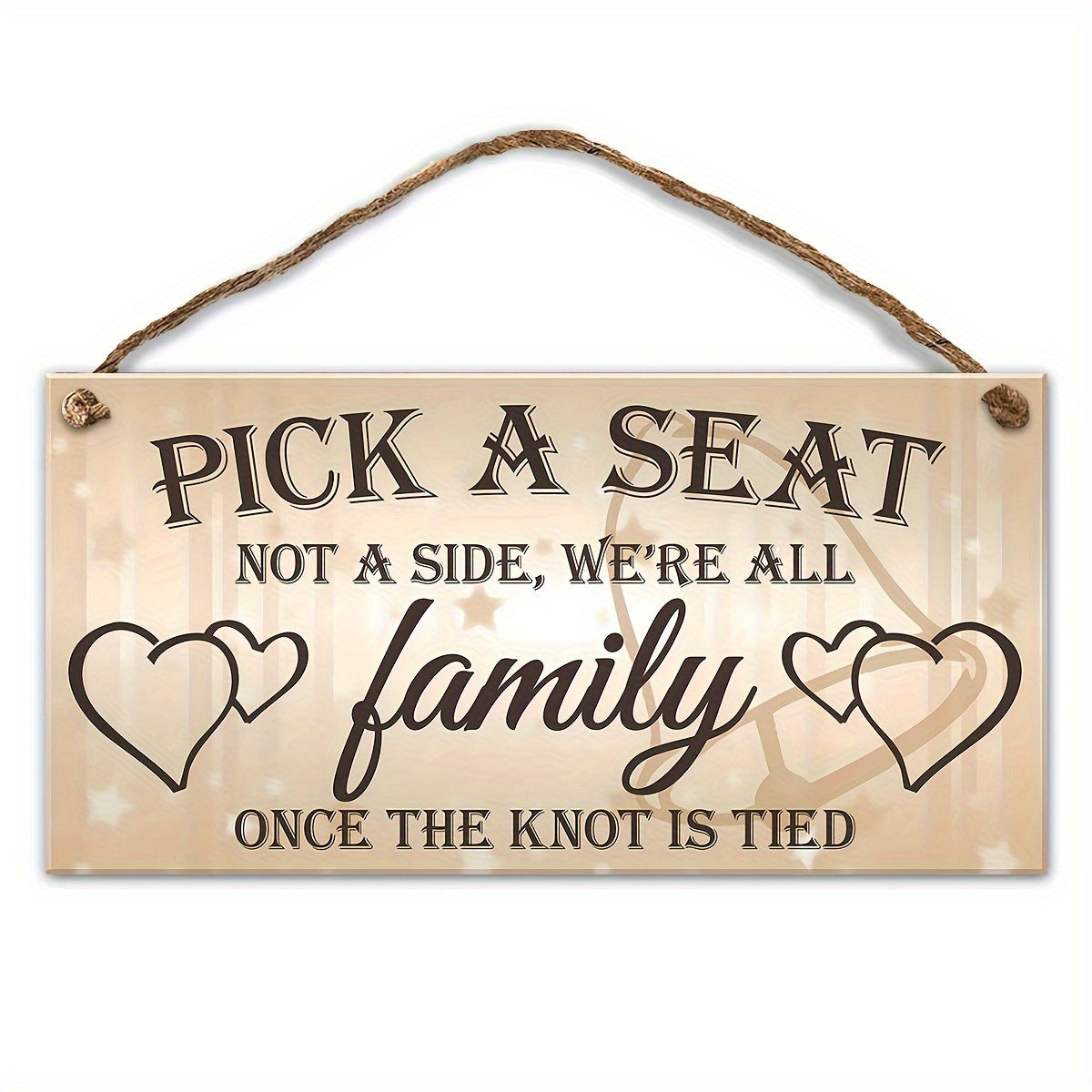 1pc Rustic Wooden Wedding Sign - "Choose a Seat, Not a Side" - Family-Oriented Decor for Weddings, Engagements & Birthdays, Handcrafted with Twine Hanger, Warm & Inviting Wooden Hanging Plaque, Wedding Decorations